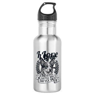 Ich liebe meinen Cattle Dog Vintage Gravur Design_ Edelstahlflasche