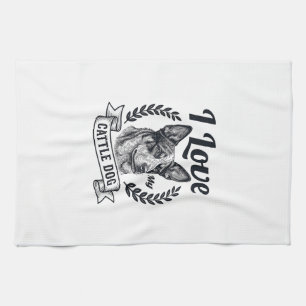 Ich liebe meinen Cattle Dog Vintage Gravur Design_ Geschirrtuch