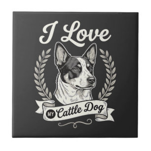 Ich liebe meinen Cattle Dog Vintage-Hundefreund Fliese