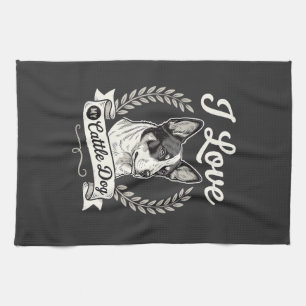 Ich liebe meinen Cattle Dog Vintage-Hundefreund Geschirrtuch