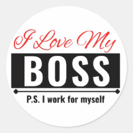 Ich Liebe meinen Chef Runder Aufkleber