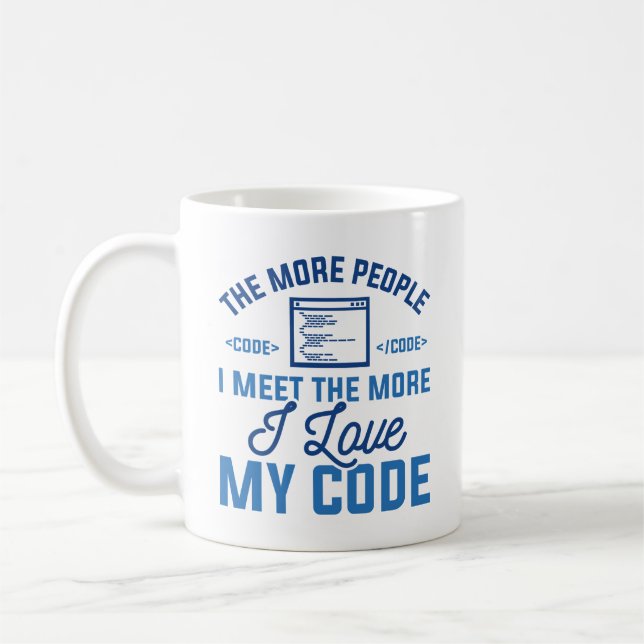Ich liebe meinen Code Kaffeetasse (Links)