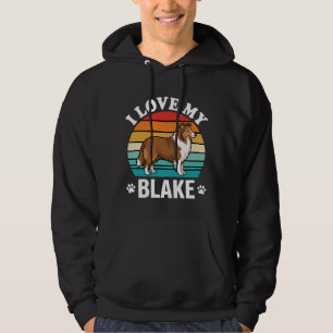 Ich liebe meinen Collie-Hund Retro-Sonnenuntergang Hoodie