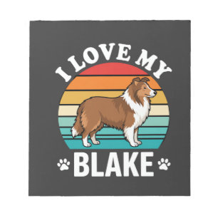 Ich liebe meinen Collie-Hund Retro-Sonnenuntergang Notizblock