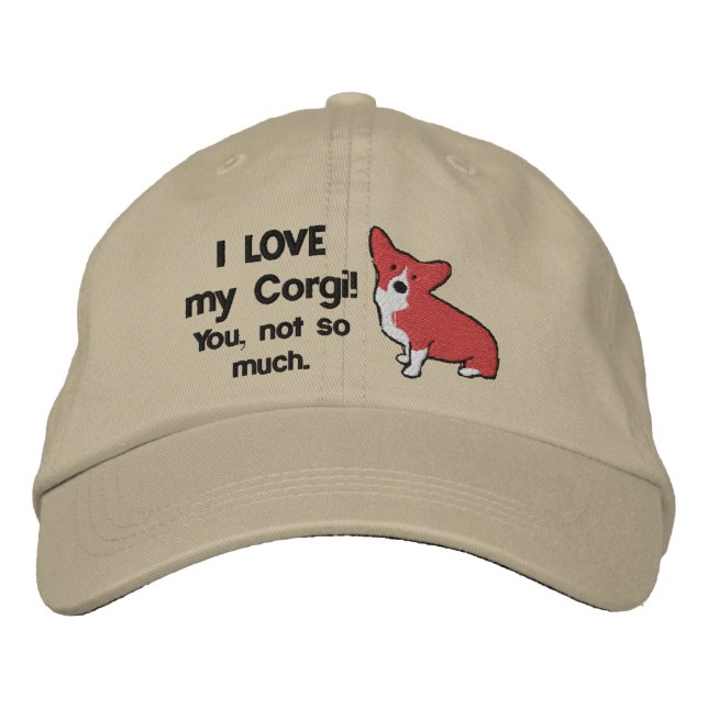 Ich Liebe meinen Corgi bestickter Hut (Vorderseite)