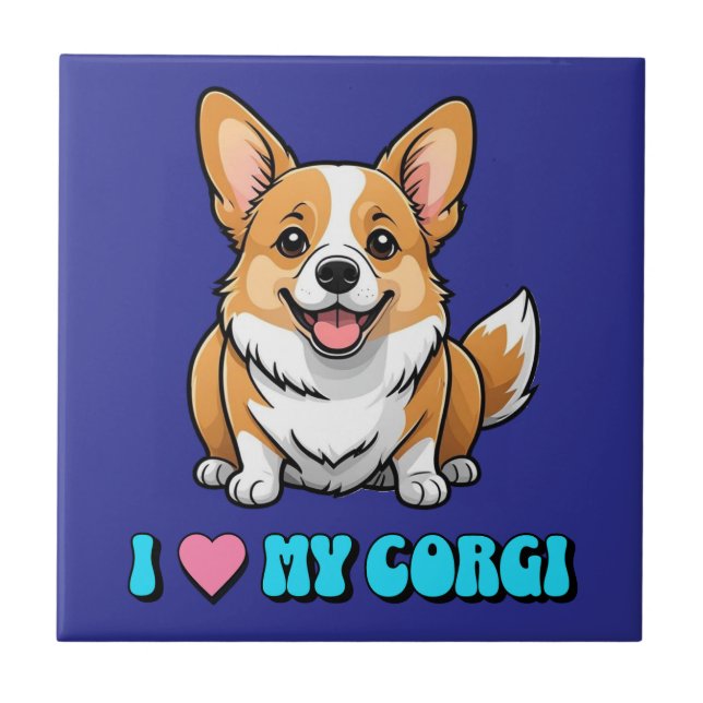 Ich liebe meinen Corgi Fliese (Vorderseite)