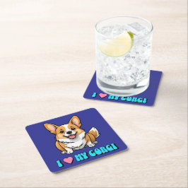 Ich liebe meinen Corgi Rechteckiger Pappuntersetzer