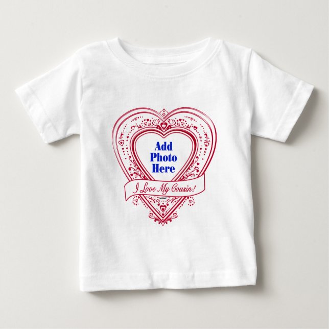 Ich Liebe meinen Cousin! Foto Red Hearts Baby T-shirt (Vorderseite)