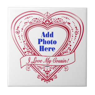 Ich Liebe meinen Cousin! Foto Red Hearts Fliese