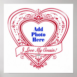 Ich Liebe meinen Cousin! Foto Red Hearts Poster