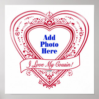 Ich Liebe meinen Cousin! Foto Red Hearts Poster