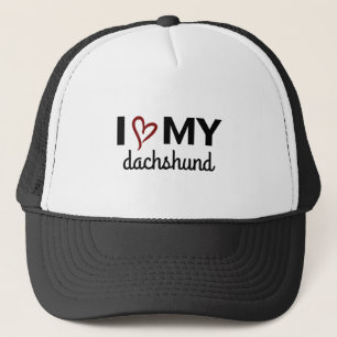 Ich liebe meinen Dachshund-Hut (schwarz) Truckerkappe
