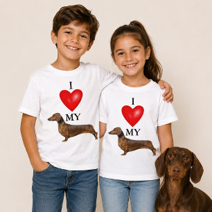 Ich liebe meinen Dackel, rotes Herz, Hund, Kinder T-Shirt