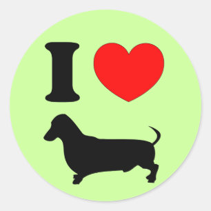 Ich liebe meinen Dackel Rotes Herz Wiener Hund Runder Aufkleber