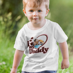Ich liebe meinen Daddy Pink Braun Foto Kleinkind T-shirt