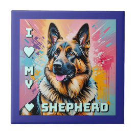 Ich liebe meinen Deutschen Schäferhund Fliese