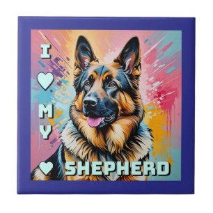 Ich liebe meinen Deutschen Schäferhund Fliese