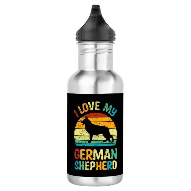 Ich Liebe meinen deutschen Schäferhund Hund Blue B Edelstahlflasche (Rechts)