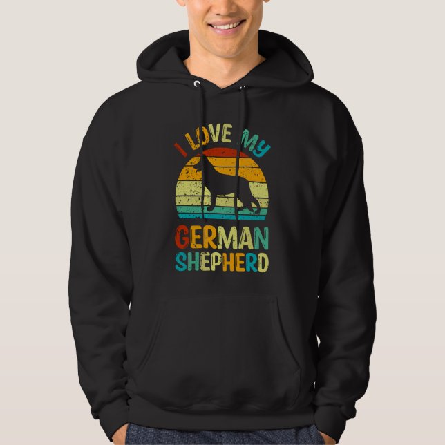 Ich Liebe meinen deutschen Schäferhund Hund Blue B Hoodie (Vorderseite)