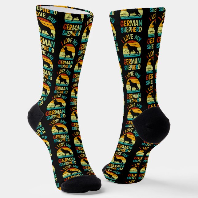 Ich Liebe meinen deutschen Schäferhund Hund Blue B Socken (Gewinkelt)