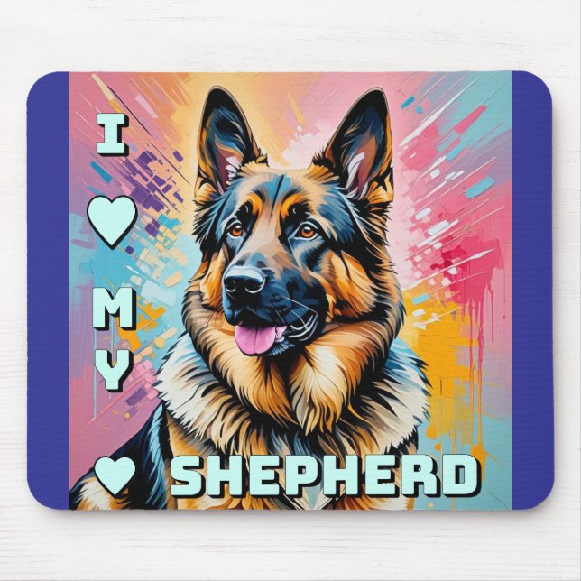 Ich liebe meinen Deutschen Schäferhund Mousepad (Vorne)