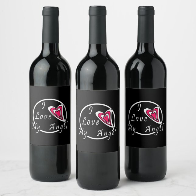 Ich Liebe meinen Engel Weinetikett (Flaschen)