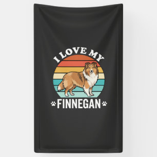 Ich liebe meinen Finnegan Sheltie Retro Sonnenunte Banner