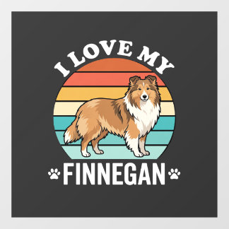 Ich liebe meinen Finnegan Sheltie Retro Sonnenunte Fensteraufkleber