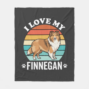 Ich liebe meinen Finnegan Sheltie Retro Sonnenunte Fleecedecke