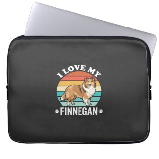 Ich liebe meinen Finnegan Sheltie Retro-Sonnenunte Laptopschutzhülle