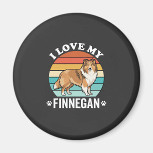 Ich liebe meinen Finnegan Sheltie Retro Sonnenunte Magnet