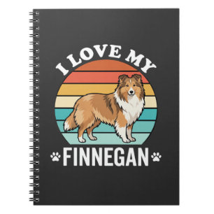 Ich liebe meinen Finnegan Sheltie Retro Sonnenunte Notizblock