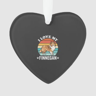 Ich liebe meinen Finnegan Sheltie Retro Sonnenunte Ornament