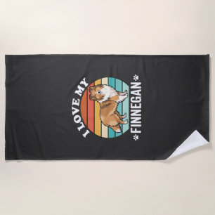 Ich liebe meinen Finnegan Sheltie Retro Sonnenunte Strandtuch