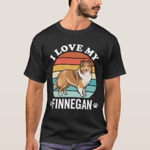 Ich liebe meinen Finnegan Sheltie Retro Sonnenunte T-Shirt
