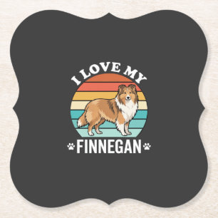 Ich liebe meinen Finnegan Sheltie Retro Sonnenunte Untersetzer
