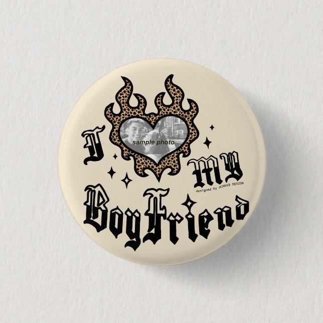 Ich liebe meinen Freund - Cheetah - DingusDesign Button (Vorderseite)