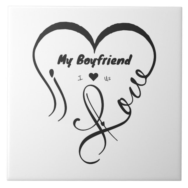 Ich liebe meinen Freund, ich ♥ uns Fliese (Vorderseite)