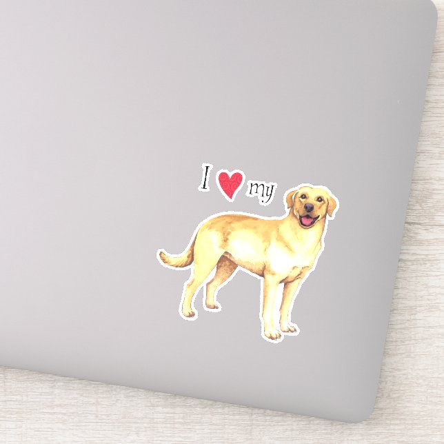 Ich Liebe meinen Gelbe Labrador Vinyl Sticker (Detail)