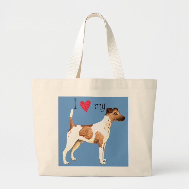 Ich Liebe meinen glatten Fox Terrier Jumbo Stoffbeutel (Vorne)
