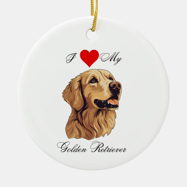 Ich Liebe meinen Golden Retriever Standard Keramik Ornament (Vorne)
