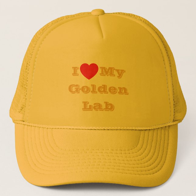 Ich Liebe meinen goldenen Gelbe Labrador Truckerkappe (Vorderseite)
