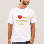 Ich Liebe meinen goldenen Labrador T-Shirt<br><div class="desc">Herrenklassisches T-Shirt in weißer Farbe und Text in goldgelber Farbe und lässiges Bekleidungszubehör für lustige Modeerklärungen, bedruckt mit dem anpassbaren Template-Text-Satz I ♥️ Mein Goldener Gelbe Labrador auf Hats, Shirts und Pet Products von TheFabricSeal Print on Demand Shop unter Zazzle.com #ZazzleMade https://www.zazzle.com/store/thefabricseal Komfortable, lässige und lockere Anpassung, unser schwerer dunkler...</div>