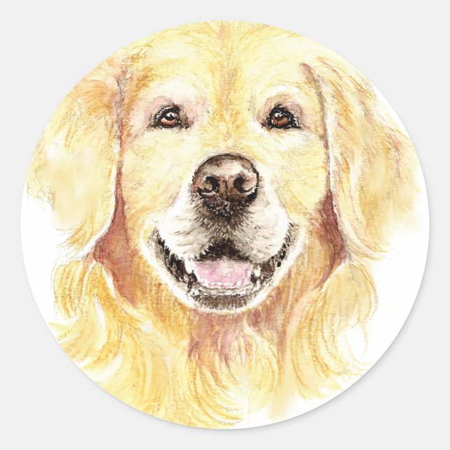 Ich Liebe meinen Goldenen Retriever, Hund, Haustie Runder Aufkleber (Vorderseite)