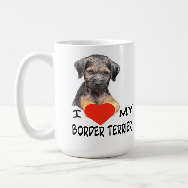 Ich Liebe meinen Grenzstreifen Terrier Custom-Cut  Kaffeetasse (Links)
