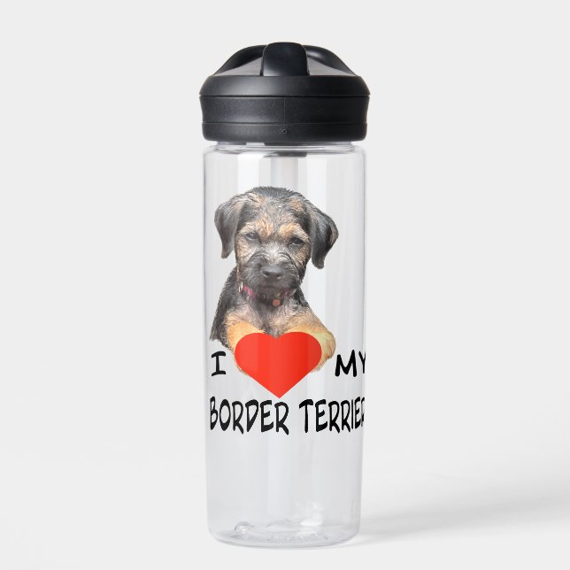 Ich Liebe meinen Grenzstreifen Terrier Custom-Cut  Trinkflasche (Vorderseite)