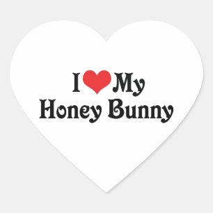 Ich liebe meinen Honey Bunny Herz-Aufkleber