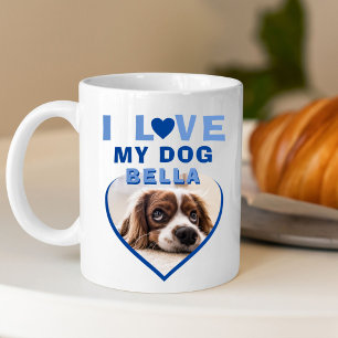 Ich liebe meinen Hund Blau Herz Foto Hundename Kaffeetasse