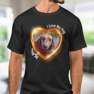 Ich liebe meinen Hund Pet leuchtendes Herz T-Shirt
