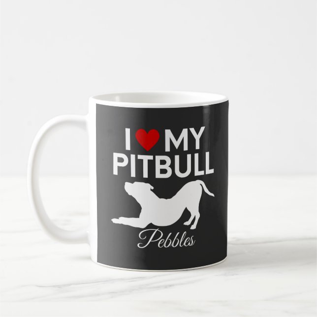 Ich Liebe meinen individuelle Name-Pitbulle Kaffeetasse (Links)